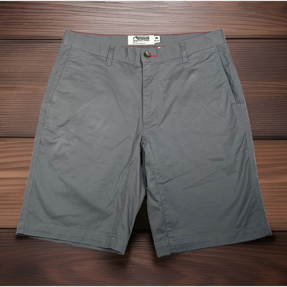 Mountain Khakis Jackson Chino Shorts Men 34x10 Slim Fit Grey Cotton Stretch NWOT